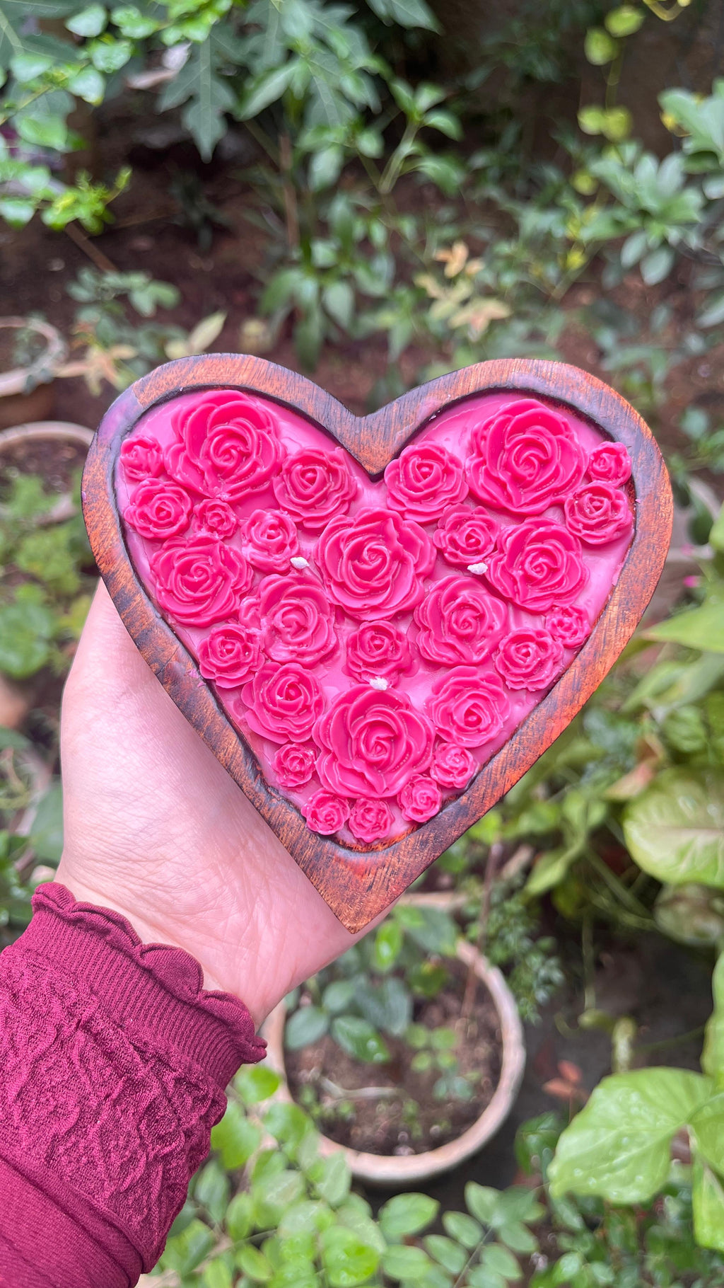 Wooden Heart Candle