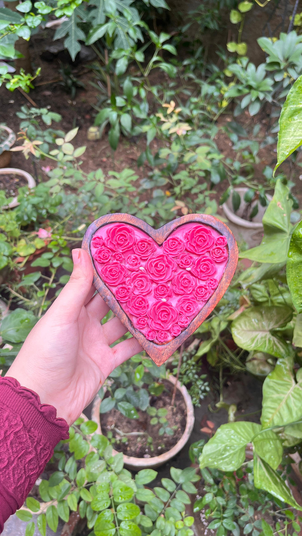 Wooden Heart Candle